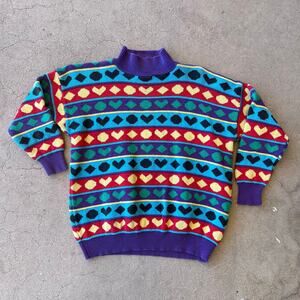 Vintage Kate & Co kids teddy bear heart sweater size M